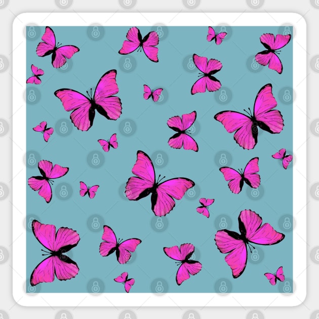 Pink butterflies print Sticker by rlnielsen4